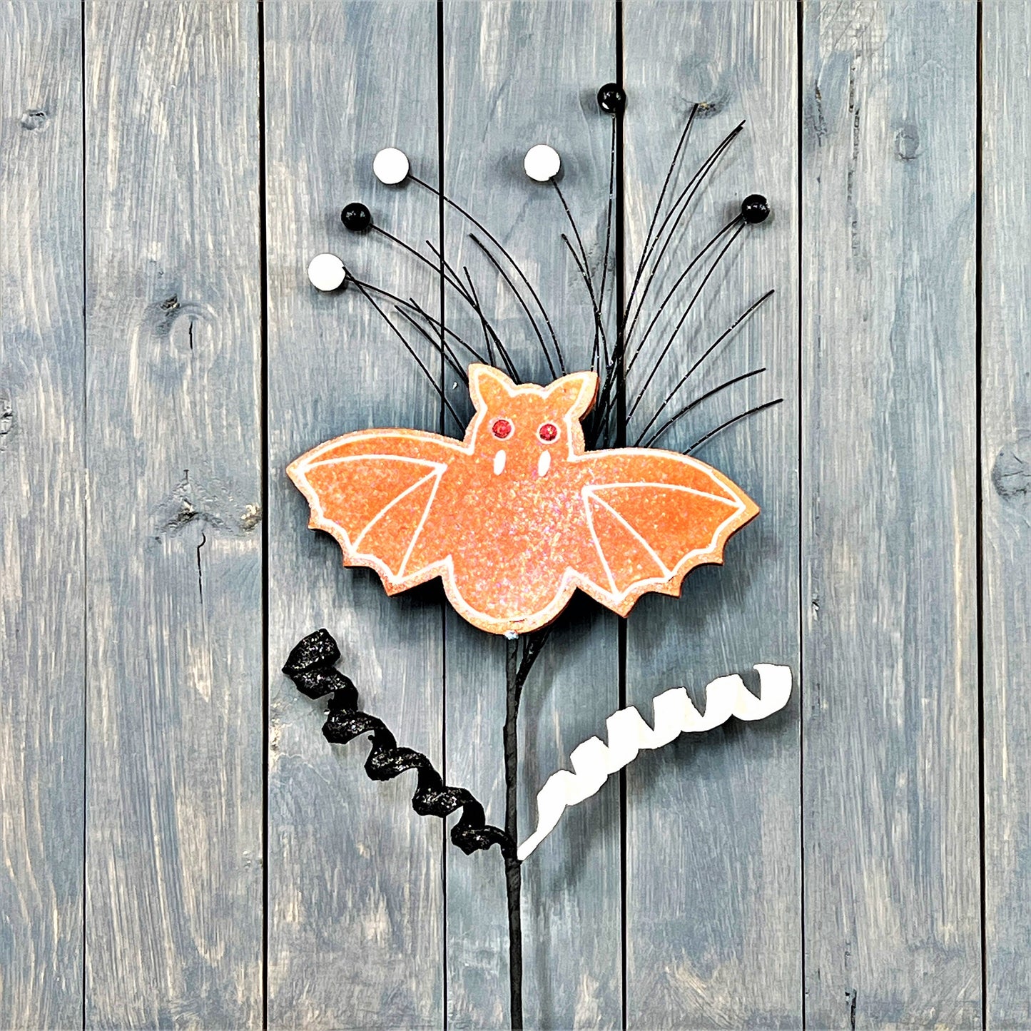 Bat Cookie Spray, Halloween Wreath Embellishment, Halloween Ornament Spray, Halloween Pick, Bat Wreath Attachment, Orange Floral Pick