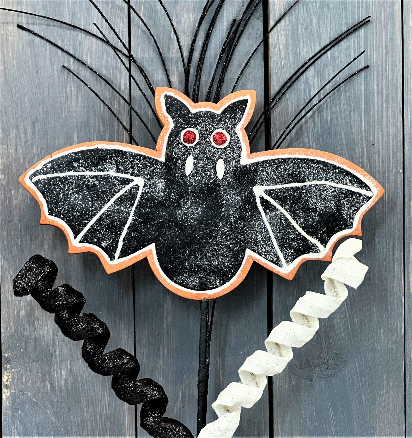 Black Halloween Bat, Bat Cookie Spray, Halloween Cookie Spray, Black Halloween Decor, Halloween Wreath Attachment, Bat Cookie Floral Pick