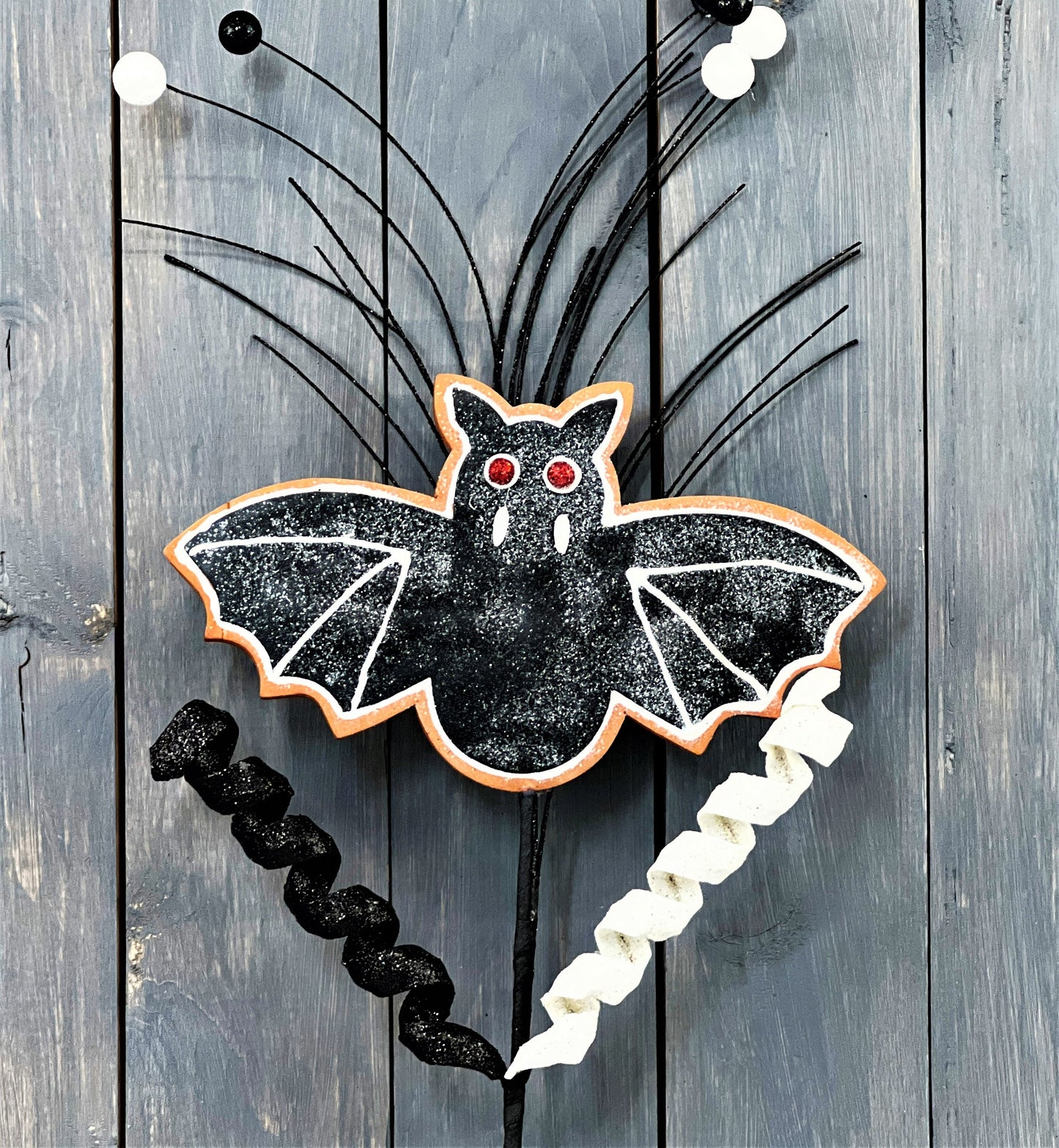 Black Halloween Bat, Bat Cookie Spray, Halloween Cookie Spray, Black Halloween Decor, Halloween Wreath Attachment, Bat Cookie Floral Pick