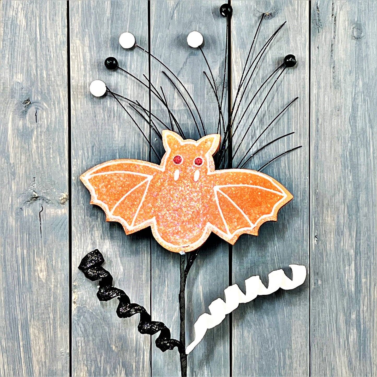 Bat Cookie Spray, Halloween Wreath Embellishment, Halloween Ornament Spray, Halloween Pick, Bat Wreath Attachment, Orange Floral Pick