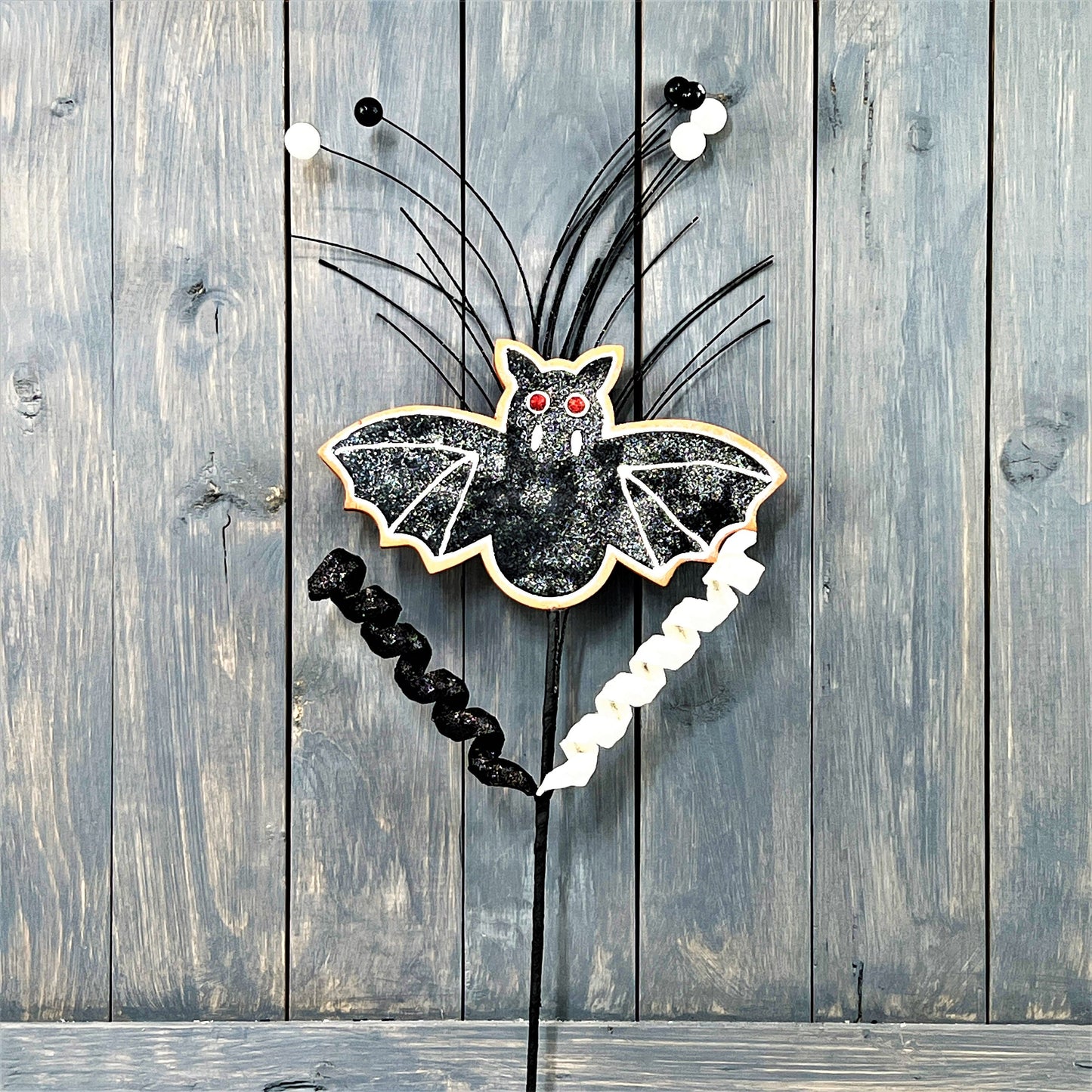Black Halloween Bat, Bat Cookie Spray, Halloween Cookie Spray, Black Halloween Decor, Halloween Wreath Attachment, Bat Cookie Floral Pick