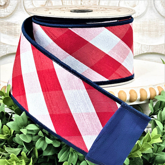 Patriotic Ribbon, Red White and Blue Ribbon, Red and White Stripe Ribbon, Summer Ribbon, Fourth of July Ribbon, Red White Check Ribbon
