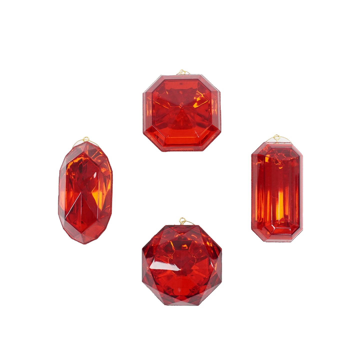Jewel Ornament Set, Red Jewel Ornaments, Gem Ornaments, Acrylic Jewel Ornament Set, Wreath Attachments, Red Xmas Decor, Farrisilk Ornament