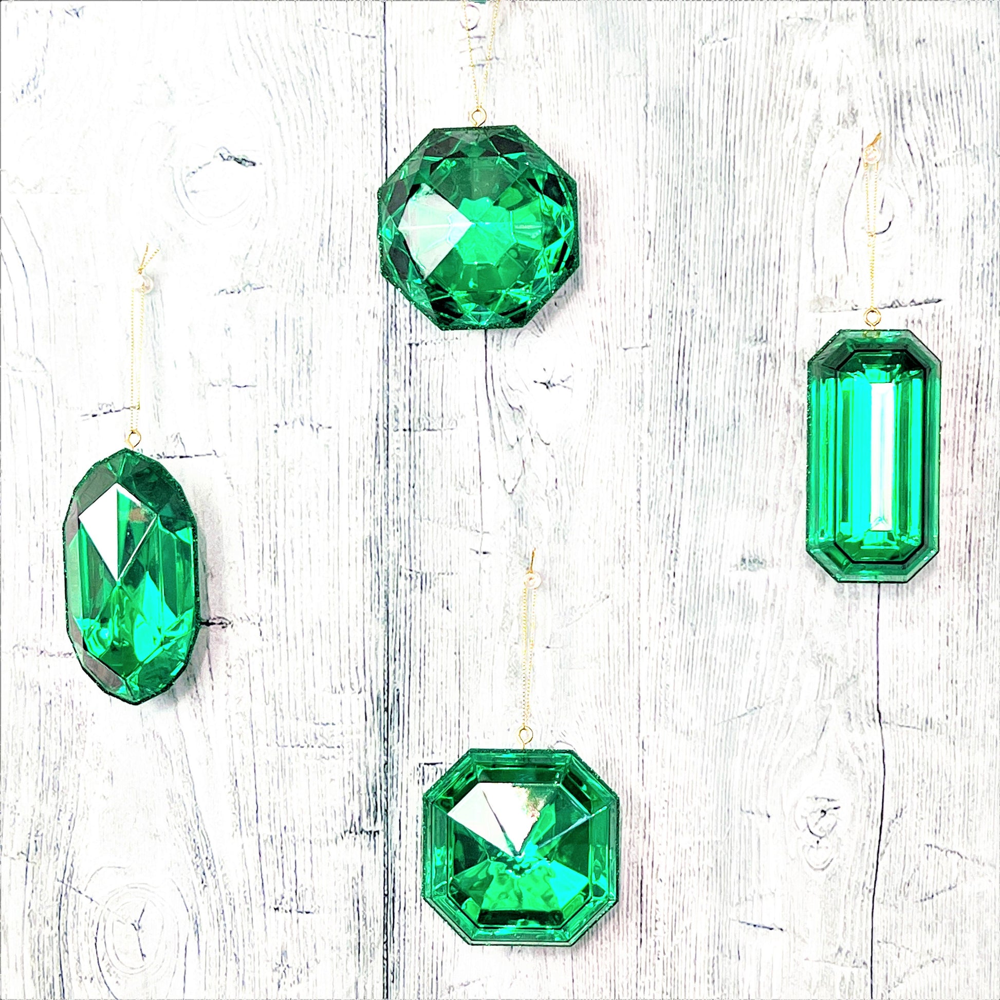 Jewel Ornament Set, Green Jewel Ornaments, Gem Ornaments, Jewel Ornament Set, Wreath Attachments, Emerald Xmas Decor, St Patricks Day decor