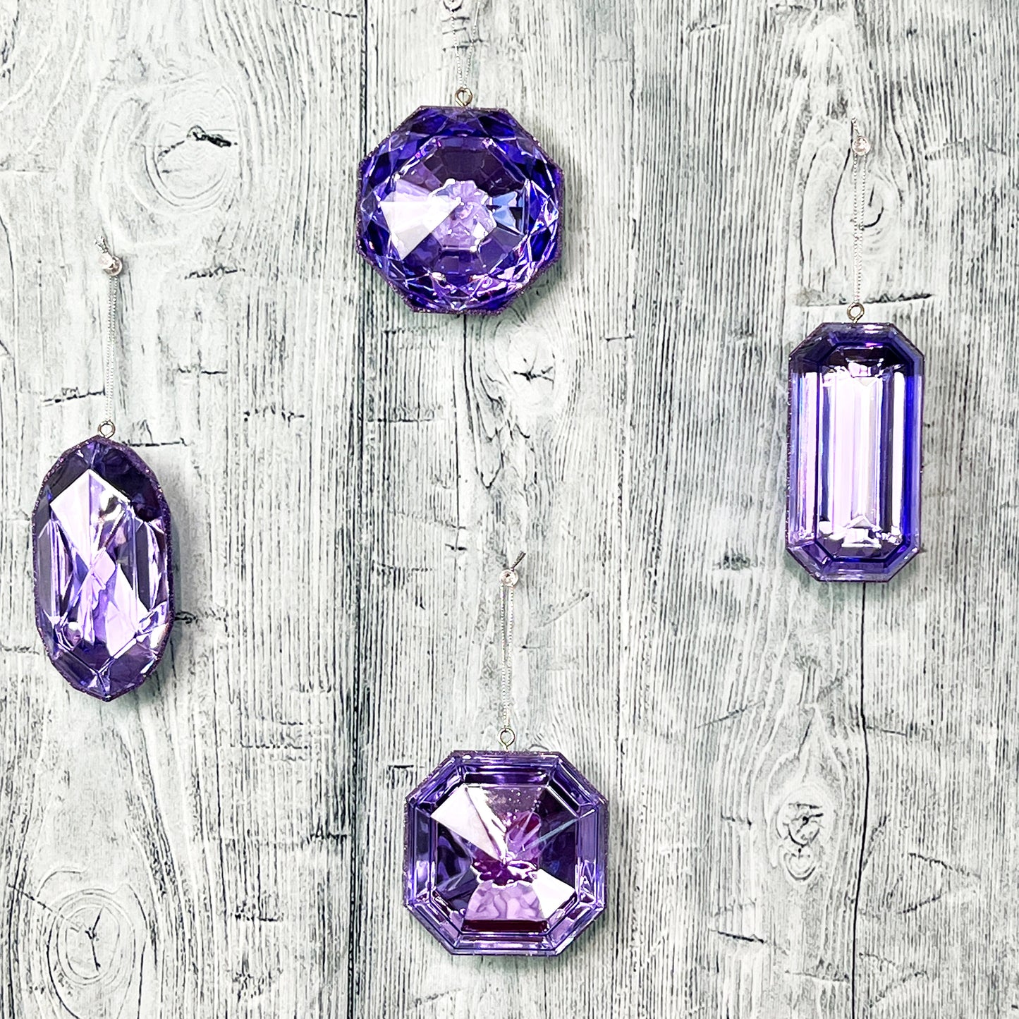 Jewel Ornament Set, Purple Jewel Ornaments, Gem Ornaments, Acrylic Jewel Ornament Set, Amethyst Jewel, Wreath Attachments, Easter Decor