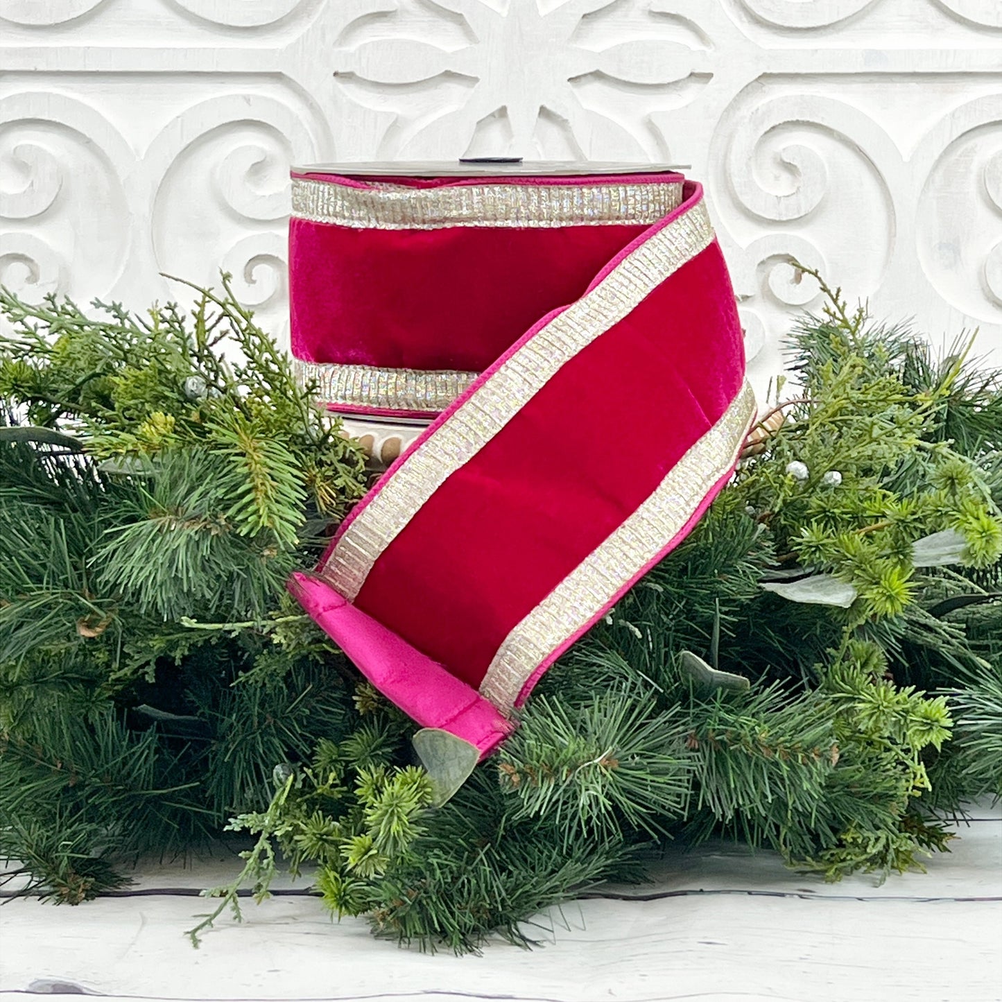 Hot Pink Velvet Ribbon, Jeweled Velvet Ribbon, Pink Velvet Ribbon, Valentines Ribbon, Farrisilk Ribbon, Jewel Trim Ribbon,