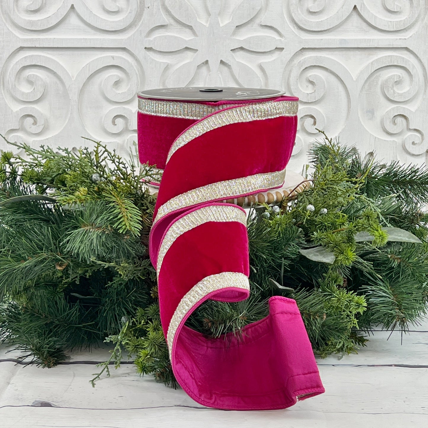 Hot Pink Velvet Ribbon, Jeweled Velvet Ribbon, Pink Velvet Ribbon, Valentines Ribbon, Farrisilk Ribbon, Jewel Trim Ribbon,