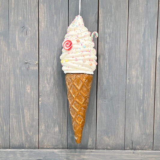 Holiday Ice Cream Ornament, Christmas Wreath Embellishment, Holiday Ice Cream Attachment, Peppermint Ice Cream Cone Attachment