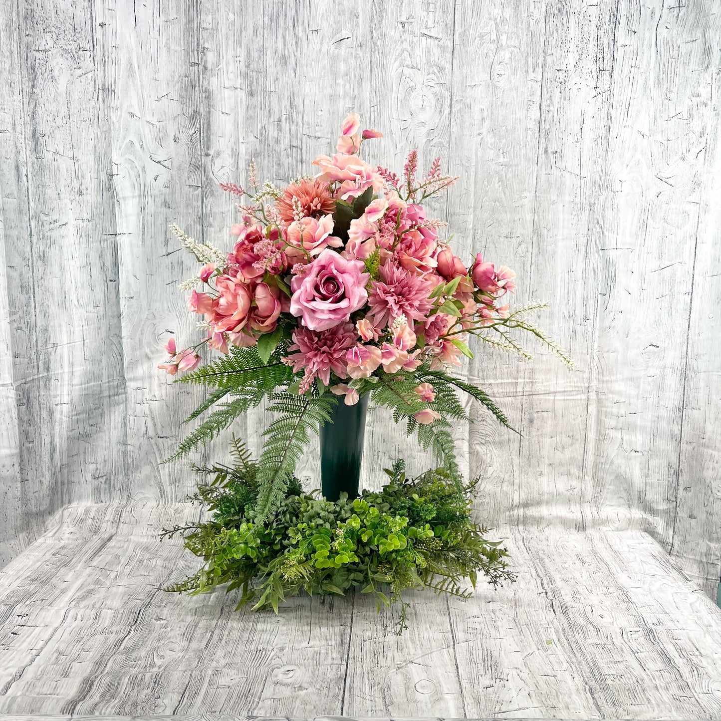 360 View Spring Floral Arrangement, Cemetery Flowers, Cemetery Vase Insert, Cemetery Vase Arrangement, Graveside Flowers, Memorial Flowers