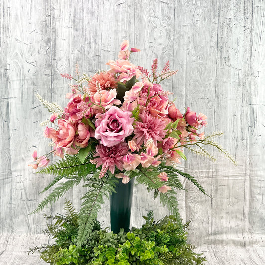 360 View Spring Floral Arrangement, Cemetery Flowers, Cemetery Vase Insert, Cemetery Vase Arrangement, Graveside Flowers, Memorial Flowers