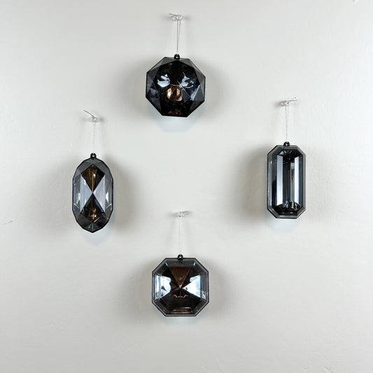 Jewel Ornament Set, Black Jewel Ornaments, Gem Ornaments, Jewel Ornament Set, Wreath Attachments, Black Xmas Decor, Christmas decor