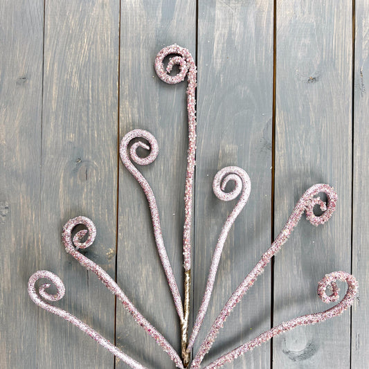 Farrisilk Lavender Glittered Curly Candy Spray- Wreath Embellishment, Xmas Tree Decor, & Wedding Decor
