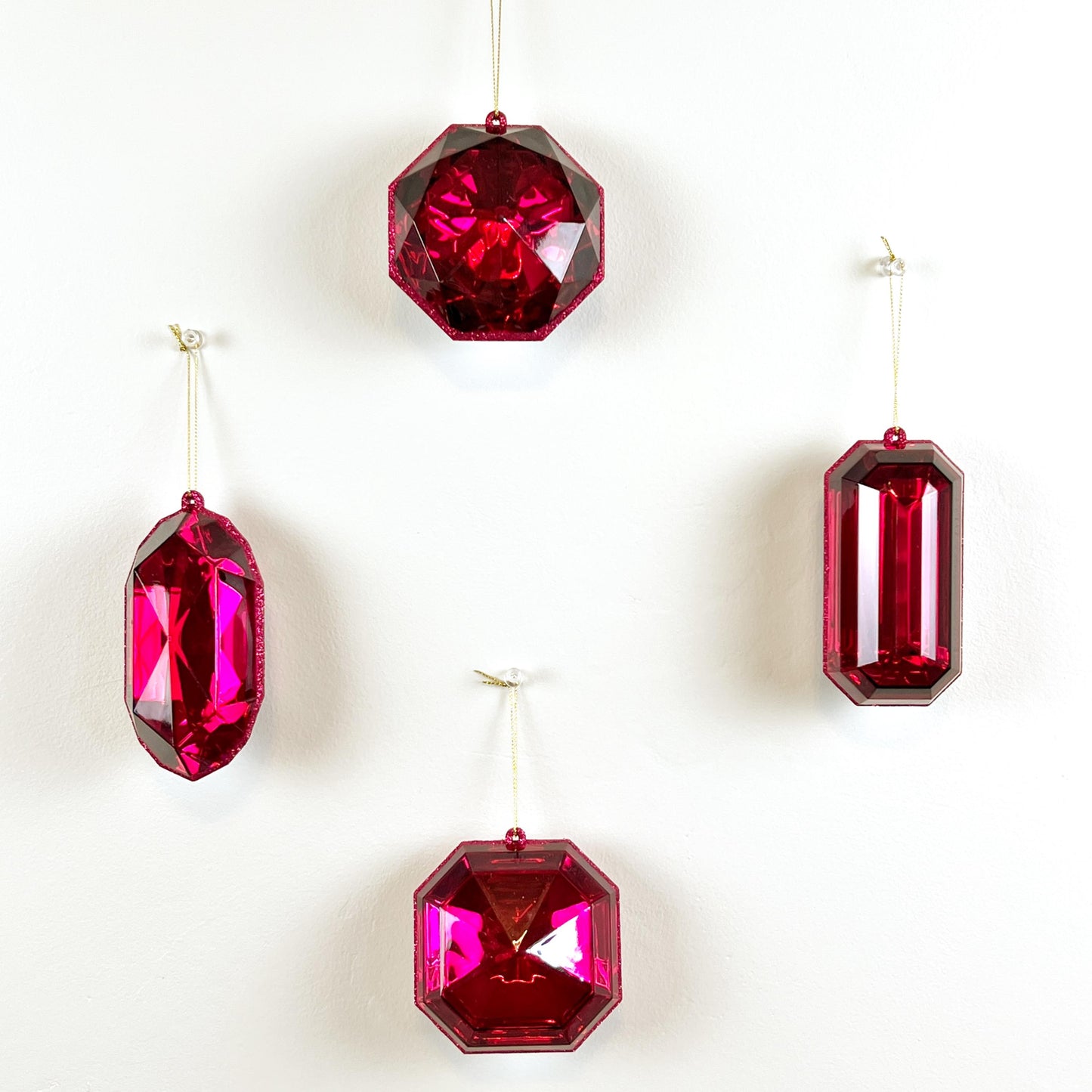 Jewel Ornament Set, Burgundy Jewel Ornaments, Gem Ornaments, Jewel Ornament Set, Wreath Attachments, Burgundy Xmas Decor, Christmas decor