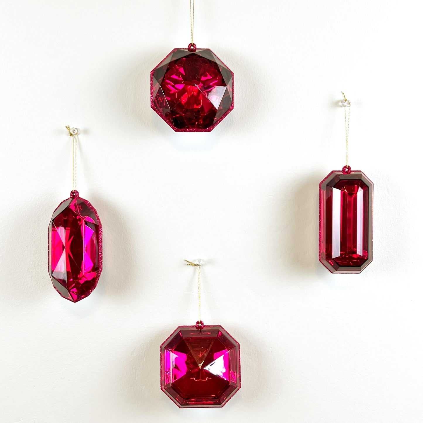 Jewel Ornament Set, Burgundy Jewel Ornaments, Gem Ornaments, Jewel Ornament Set, Wreath Attachments, Burgundy Xmas Decor, Christmas decor