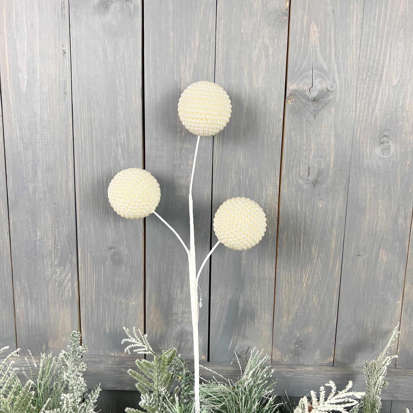 22" Elegant Pearl Ball Spray - Jeweled Floral Picks for Winter Holiday and Wedding Decor