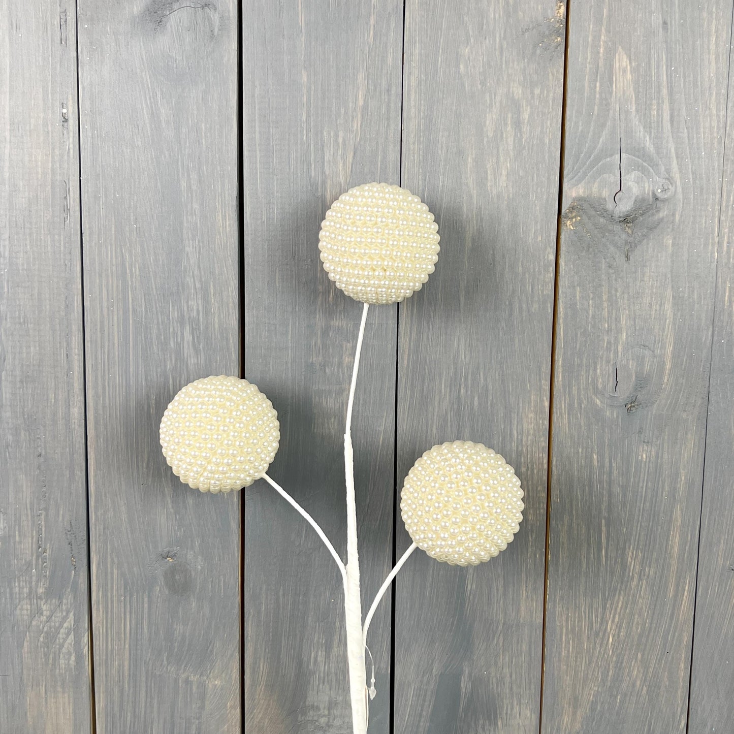 22" Elegant Pearl Ball Spray - Jeweled Floral Picks for Winter Holiday and Wedding Decor