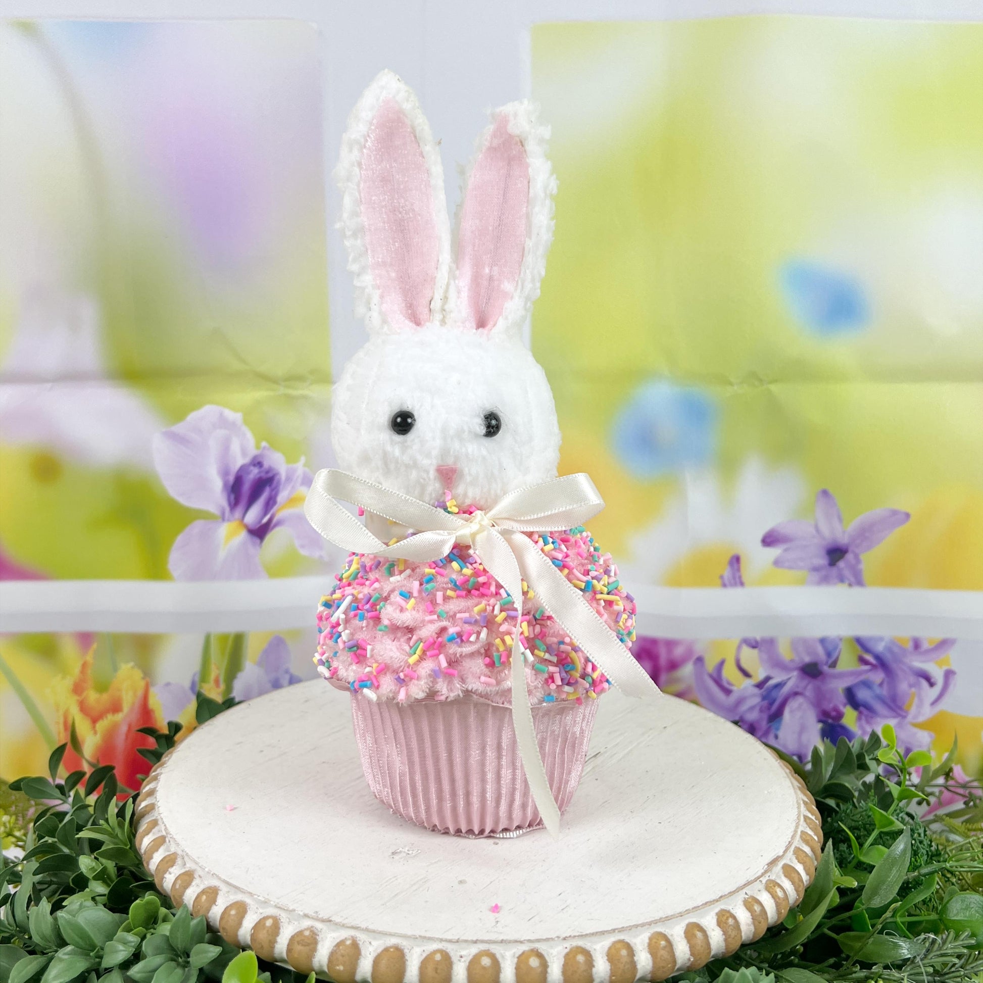 9 inch Easter Bunny Cupcake, Faux Decorative Cupcake, Whimsical Easter Decor, Pastel Spring Display, Fake Bunny Cupcake, Easter Decoration