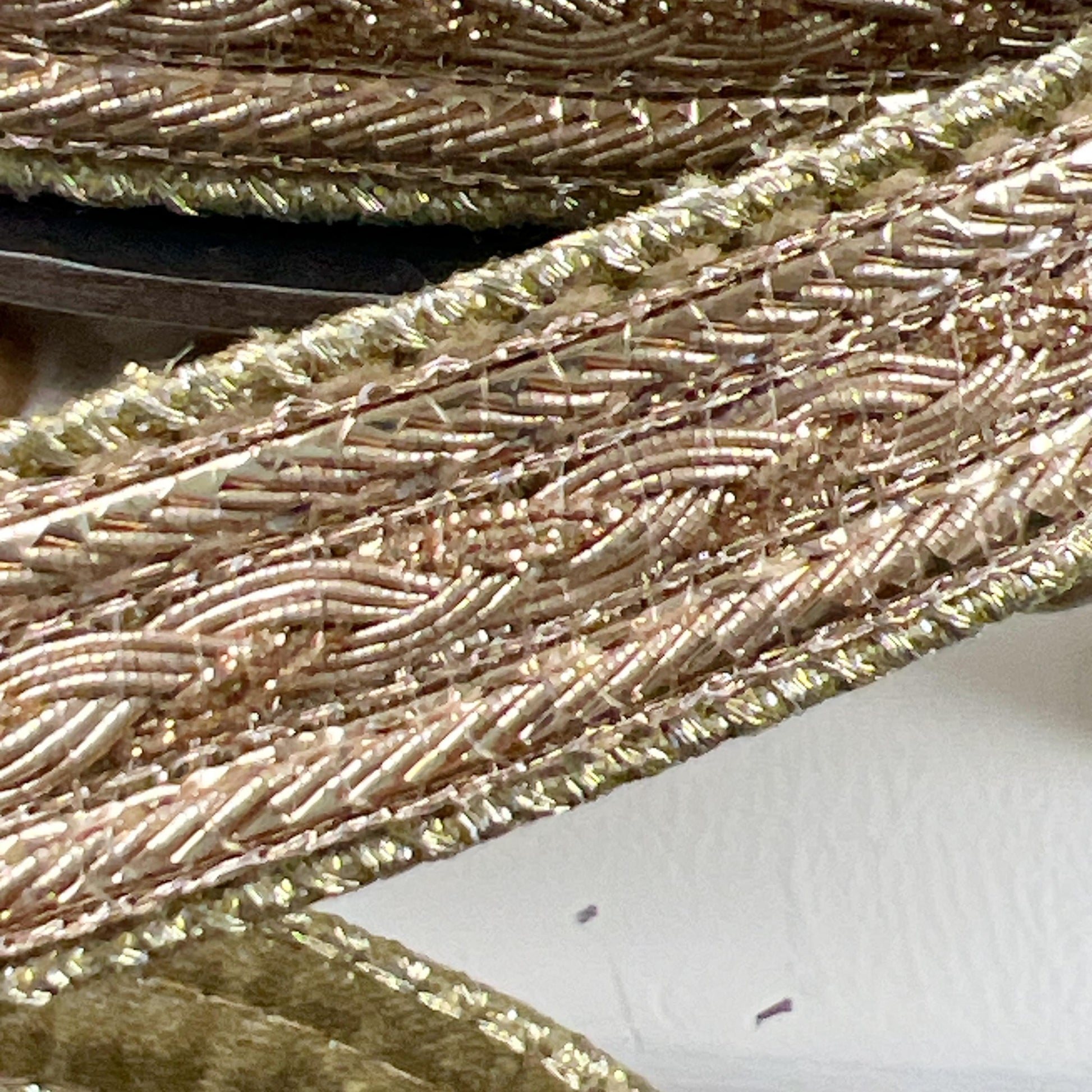D Stevens Metallic Gold Braid Ribbon, Gold Trim Ribbon, Neutral Designer Ribbon, Textured Craft Ribbon, Luxe Wedding and Floral Ribbon