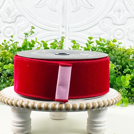 Farrisilk Red and Pink Velvet Ribbon, Sherbert Velvet Ribbon, Red and Pink two Sided Velvet Ribbon, Holiday and Everyday Ribbon, Valentines