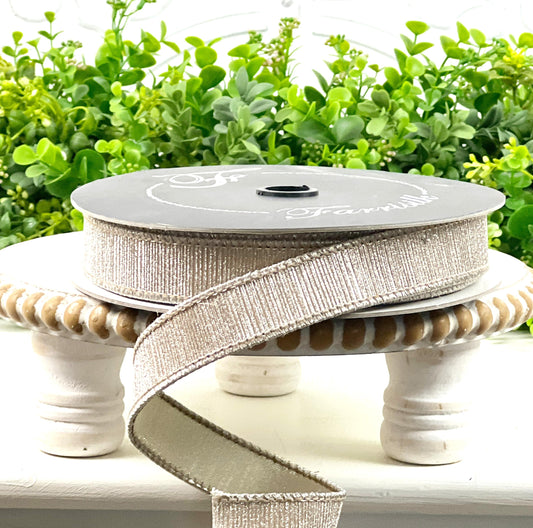 Platinum Ribbon – Farrisilk Manhattan Designer Trim, Farrisilk Platinum Ribbon, Metallic Ribbon, Holiday and Wedding Ribbon,