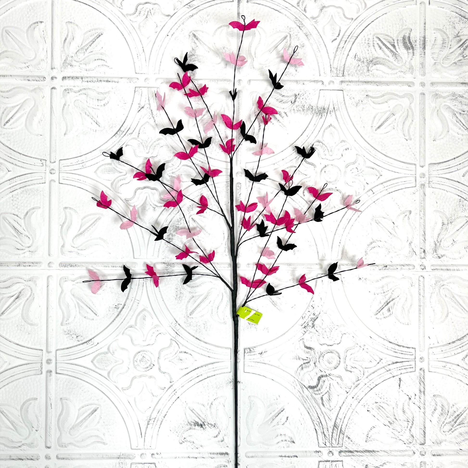 30 Inch Halloween Bat Filler Spray | Pink Magenta or Black Orange | Bat Wreath Pick | Spooky Floral Stem | Halloween Wreath Supply