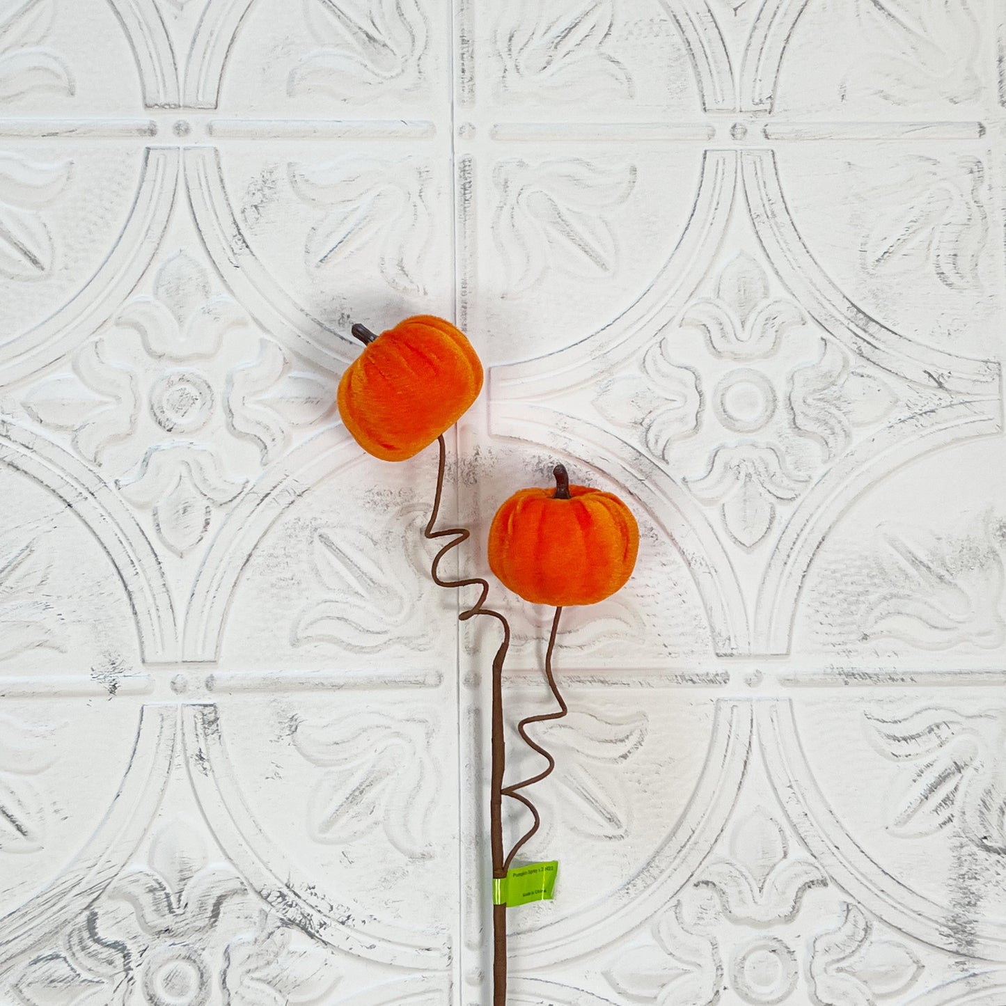 22" Velvet Pumpkin Spray | Orange or Pink | Elegant Fall Wreath Pick | Soft Velvet Halloween Stem | Autumn Floral Decor Accent