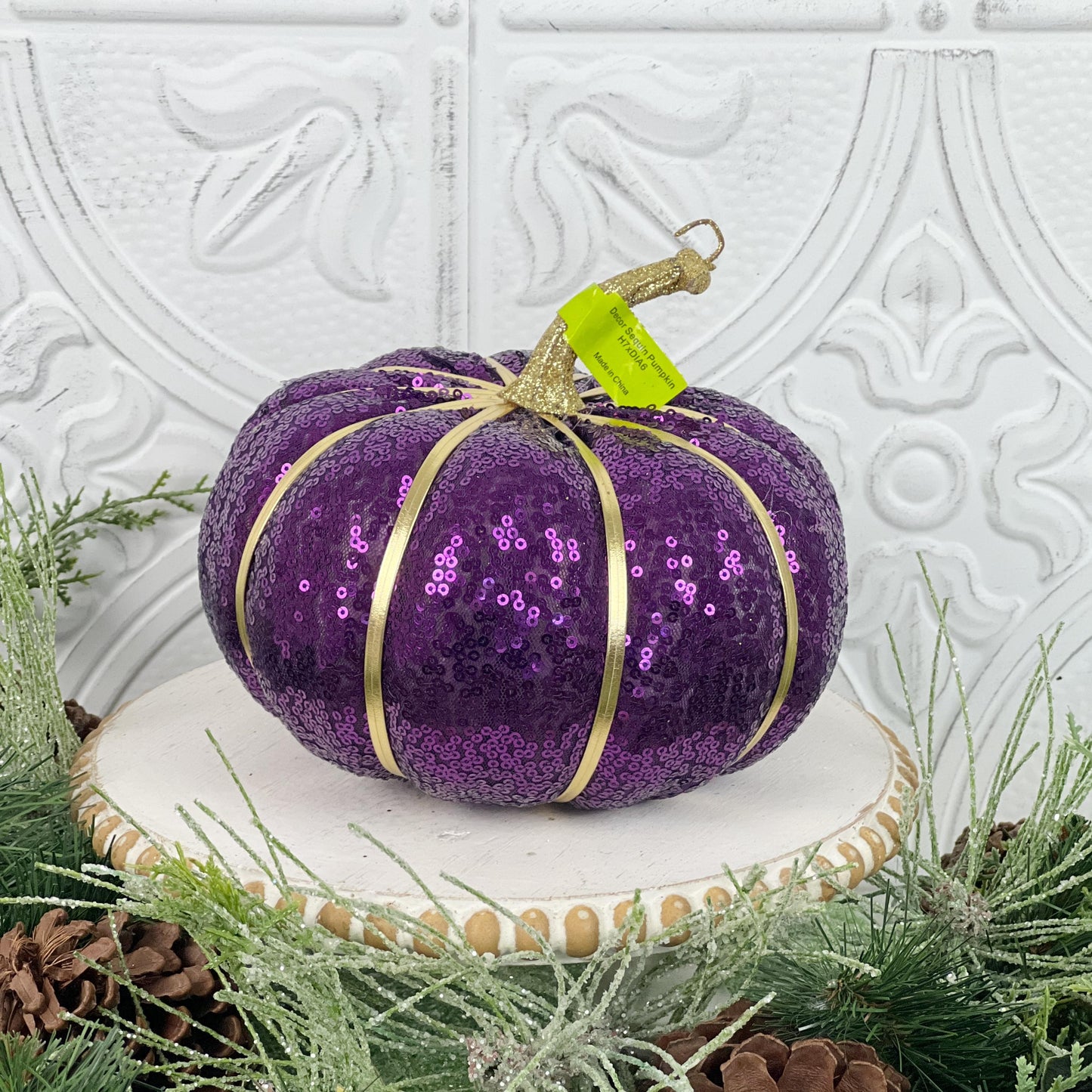 Sequin Pumpkin Decor for Fall | Pink, Purple, Orange Halloween Pumpkins | Glam Autumn Decoration | Purple Fall Pumpkin | Fall Mantle Decor