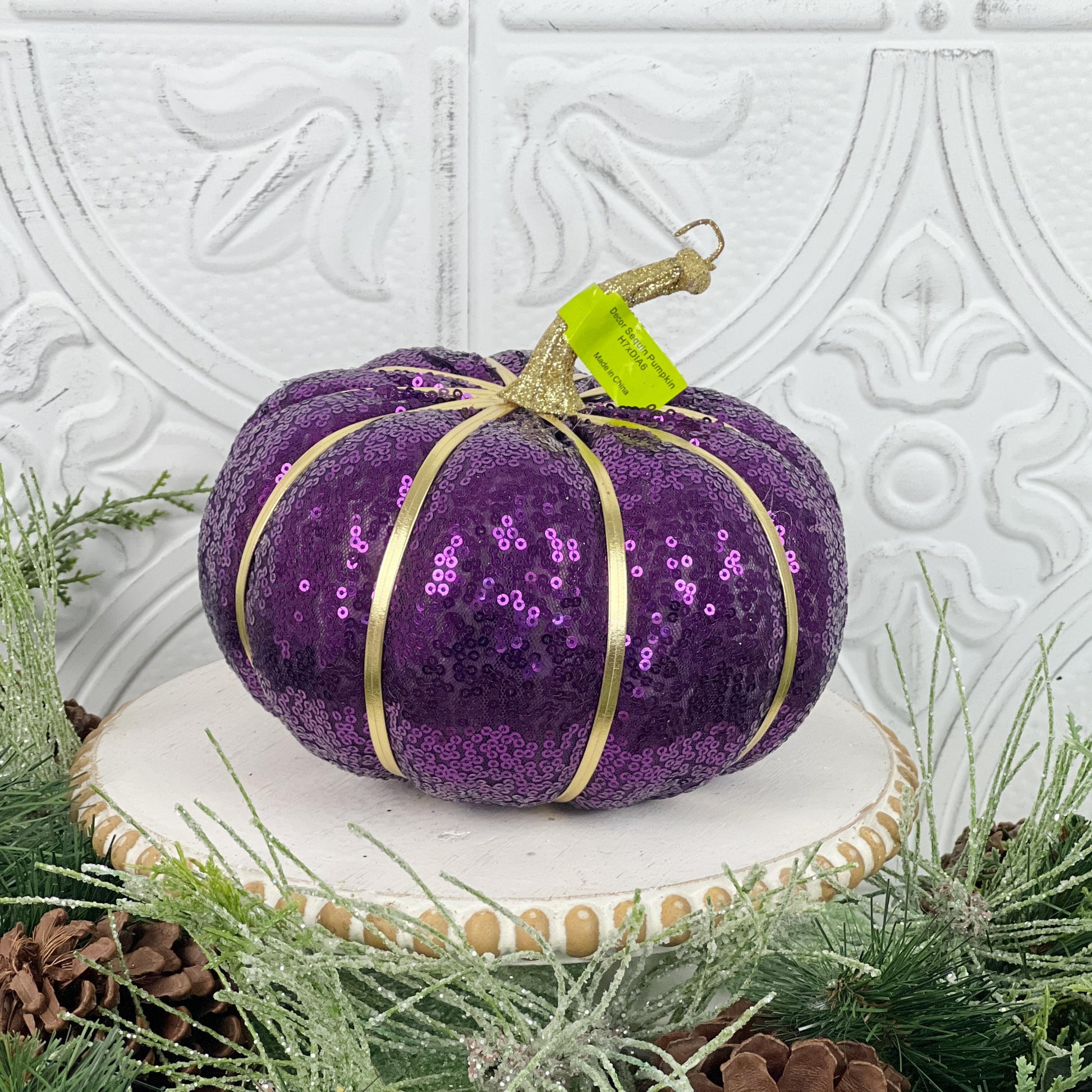 Sequin Pumpkin Decor for Fall | Pink, Purple, Orange Halloween Pumpkins | Glam Autumn Decoration | Purple Fall Pumpkin | Fall Mantle Decor