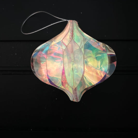 4" Iridescent Finial Ornament, Holographic Christmas Ornament, Jeweled Tree Ornament, Box of 4 Ornaments, Pastel Holiday Decor