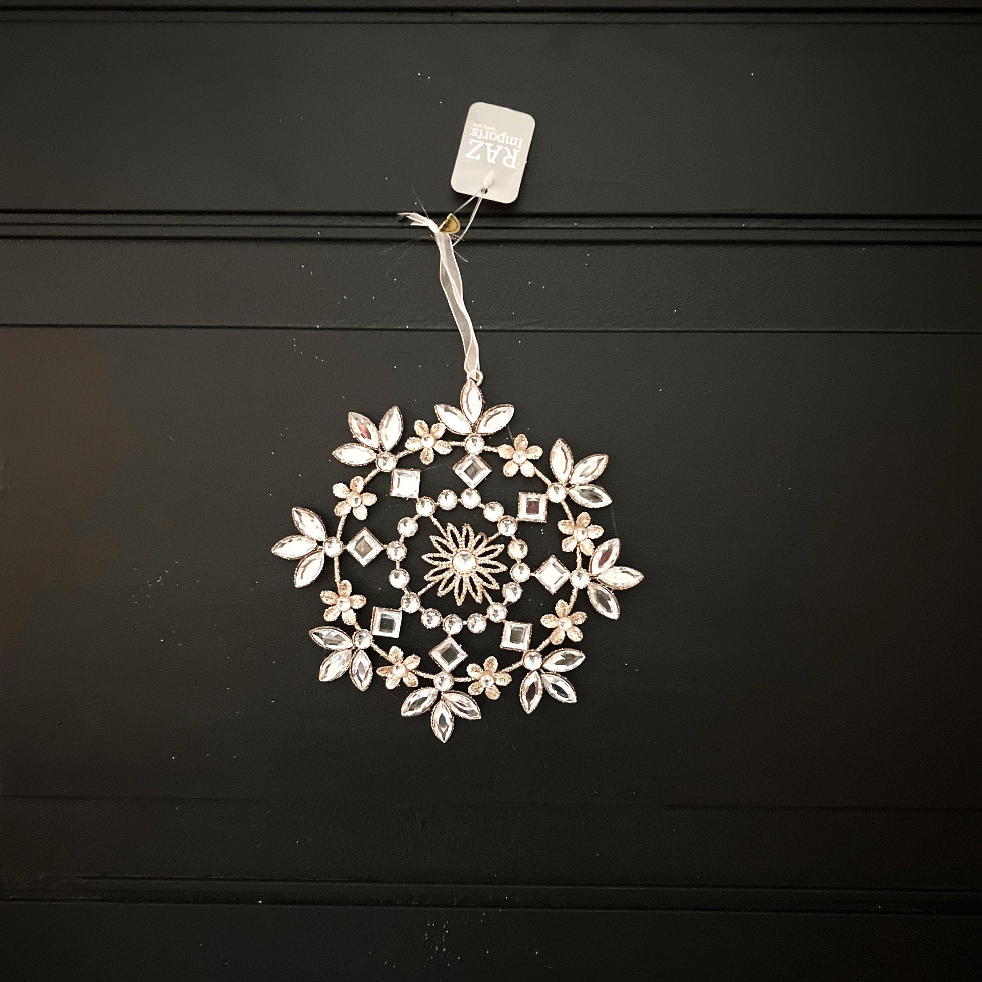 6.5" Jeweled Snowflake Ornament, Clear Rhinestone Christmas Ornament, Wreath Accent, Jeweled Tree Ornament, Winter Wedding Decor