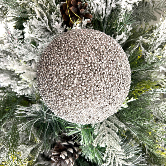 Champagne Beaded Ornament, Metallic Bead Ball Ornament, Glitter Tree Ornament, Holiday Wreath Decor, Wedding Ornament