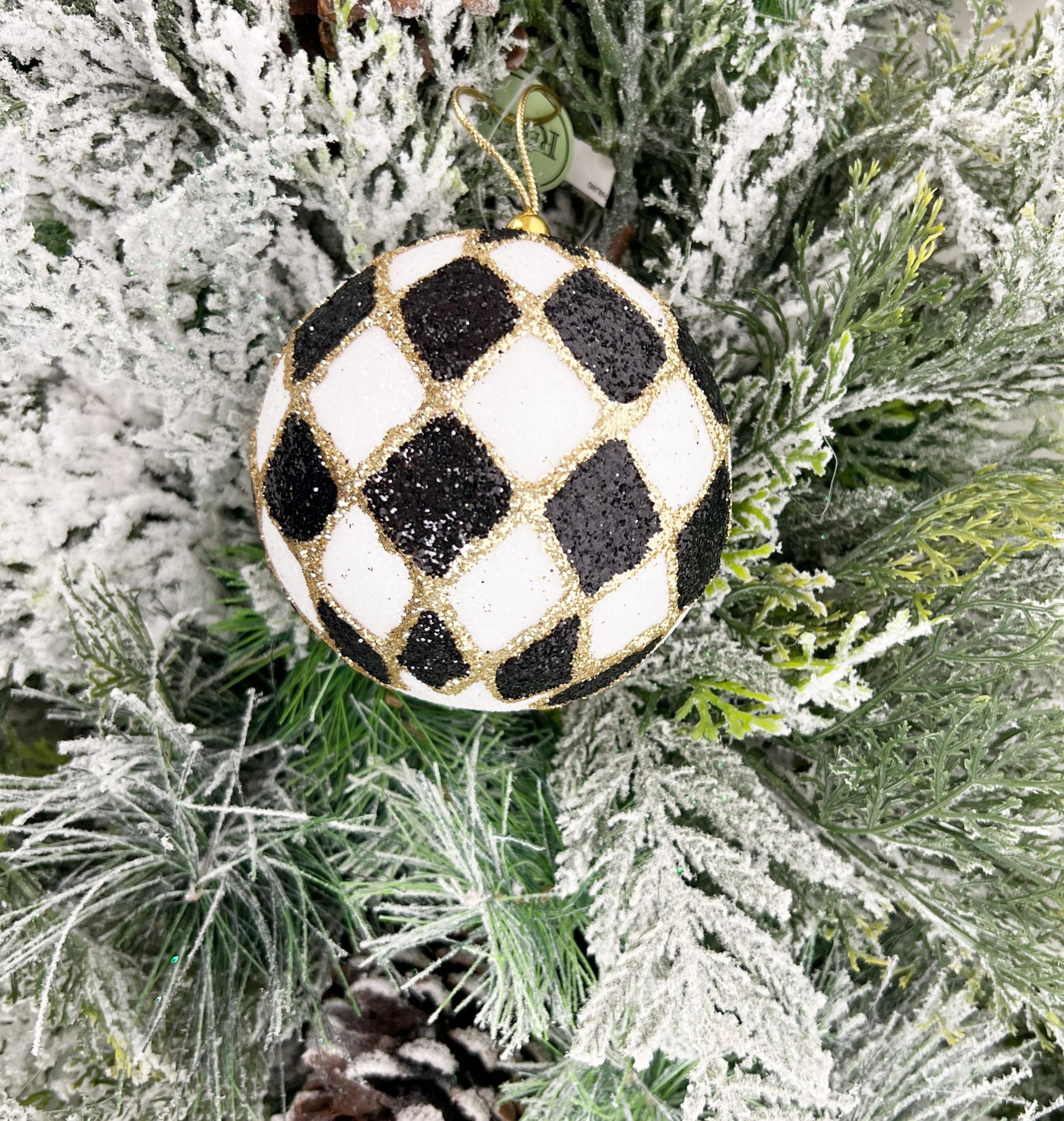 Harlequin Ball Ornament, Black and White Christmas Ornament, Shatterproof Tree Ornament, Jester Bauble, Designer Holiday Decor