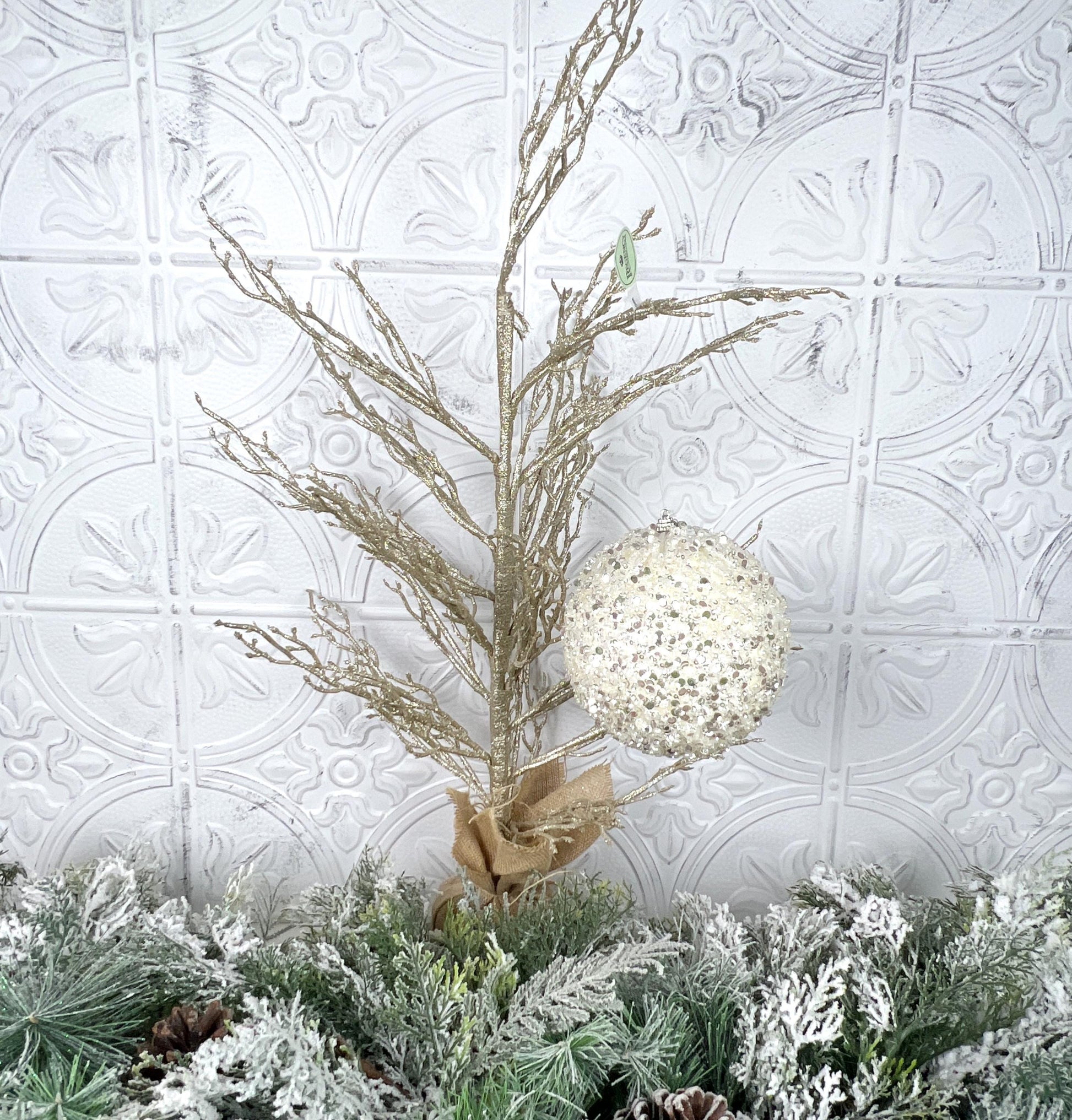 Pearl and Sequin Ornament, White Christmas Ball, Shatterproof Tree Ornament, Elegant Wedding Decor, Designer Holiday Decor, Jeweled Ornament