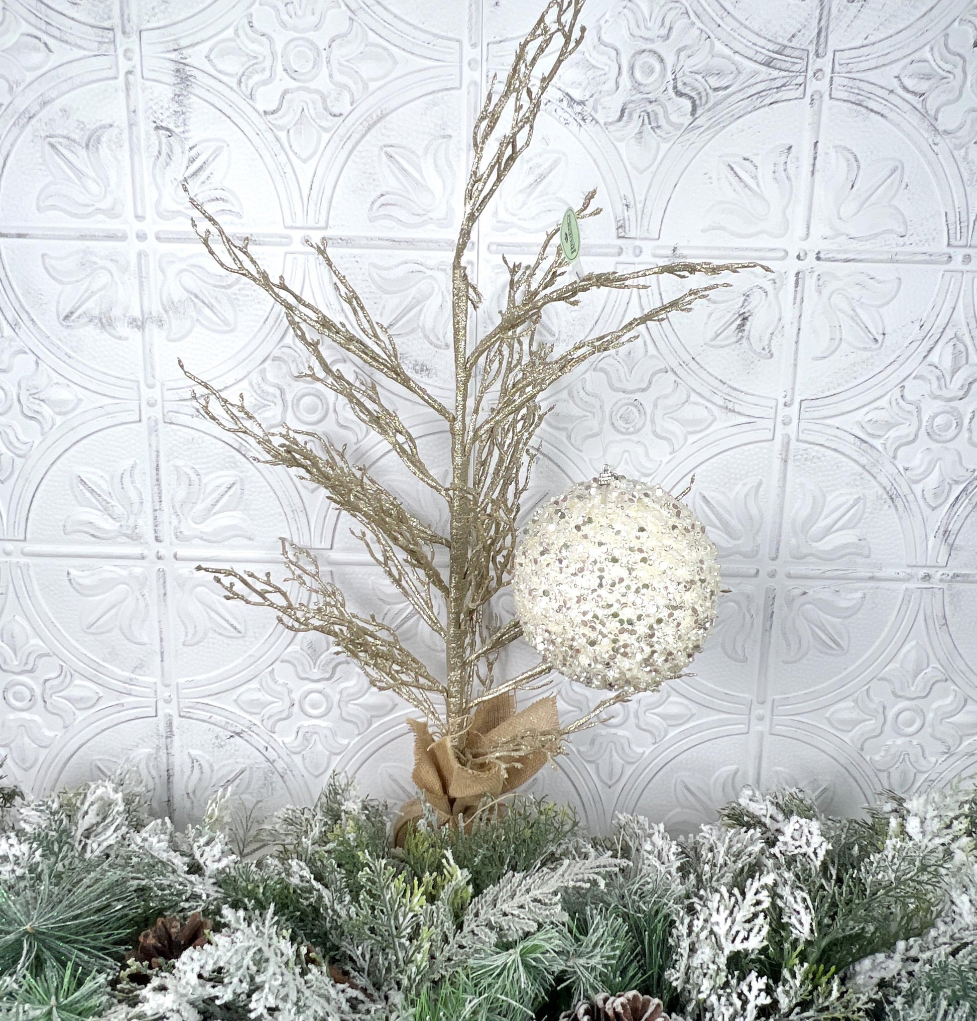 Pearl and Sequin Ornament, White Christmas Ball, Shatterproof Tree Ornament, Elegant Wedding Decor, Designer Holiday Decor, Jeweled Ornament
