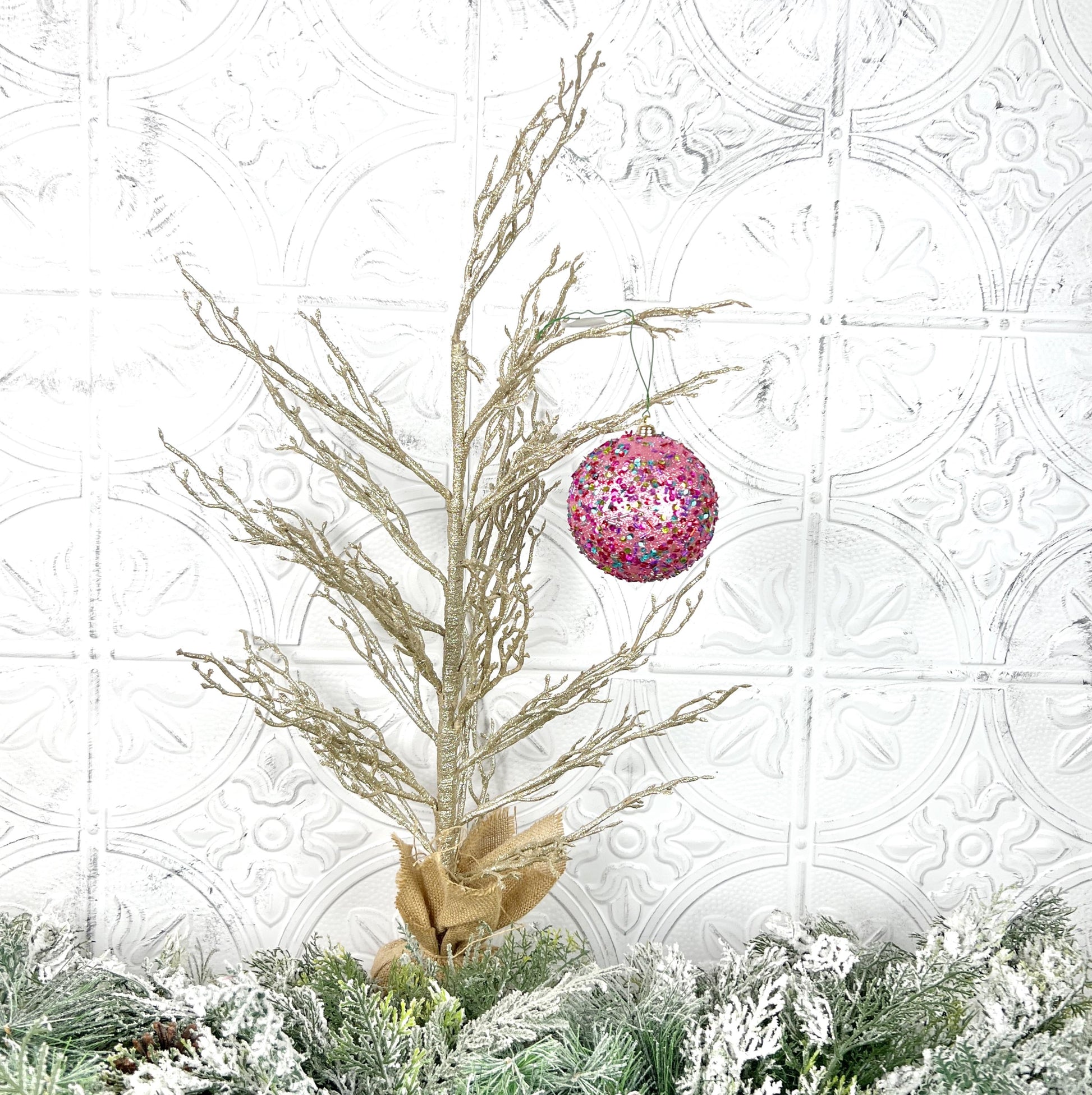 Pink Sequin Ornament, Farrisilk Christmas Bauble, Multicolor Beaded Ornament, Designer Holiday Decor, Glam Tree Ornament, Wreath Accent