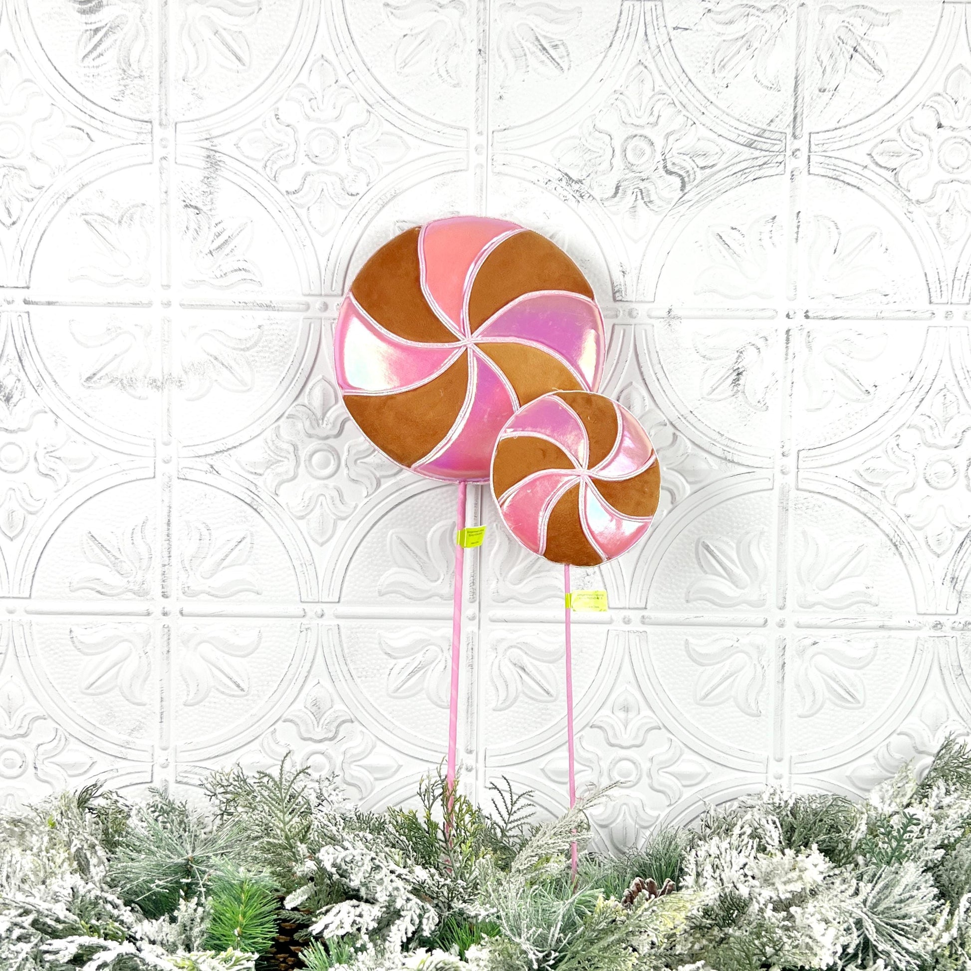 Pink Gingerbread Lollipop Stem, Holiday Candy Stem, Gingerbread Tree Decor, Wreath Attachment, Christmas Floral Accent