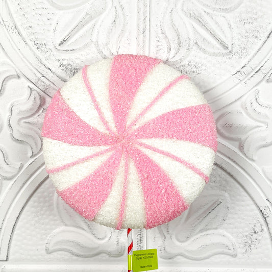 Light Pink Peppermint Lollipop Stem, Candy Christmas Decor, Gingerbread Tree Accent, Wreath Attachment, Holiday Peppermint Stem