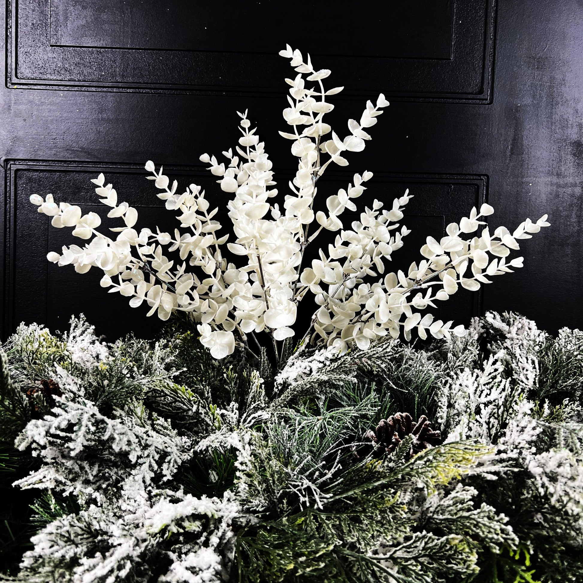 White Eucalyptus Bush, Faux Eucalyptus Stem, Holiday Greenery Pick, Winter Wedding Florals, Elegant Wreath Greenery
