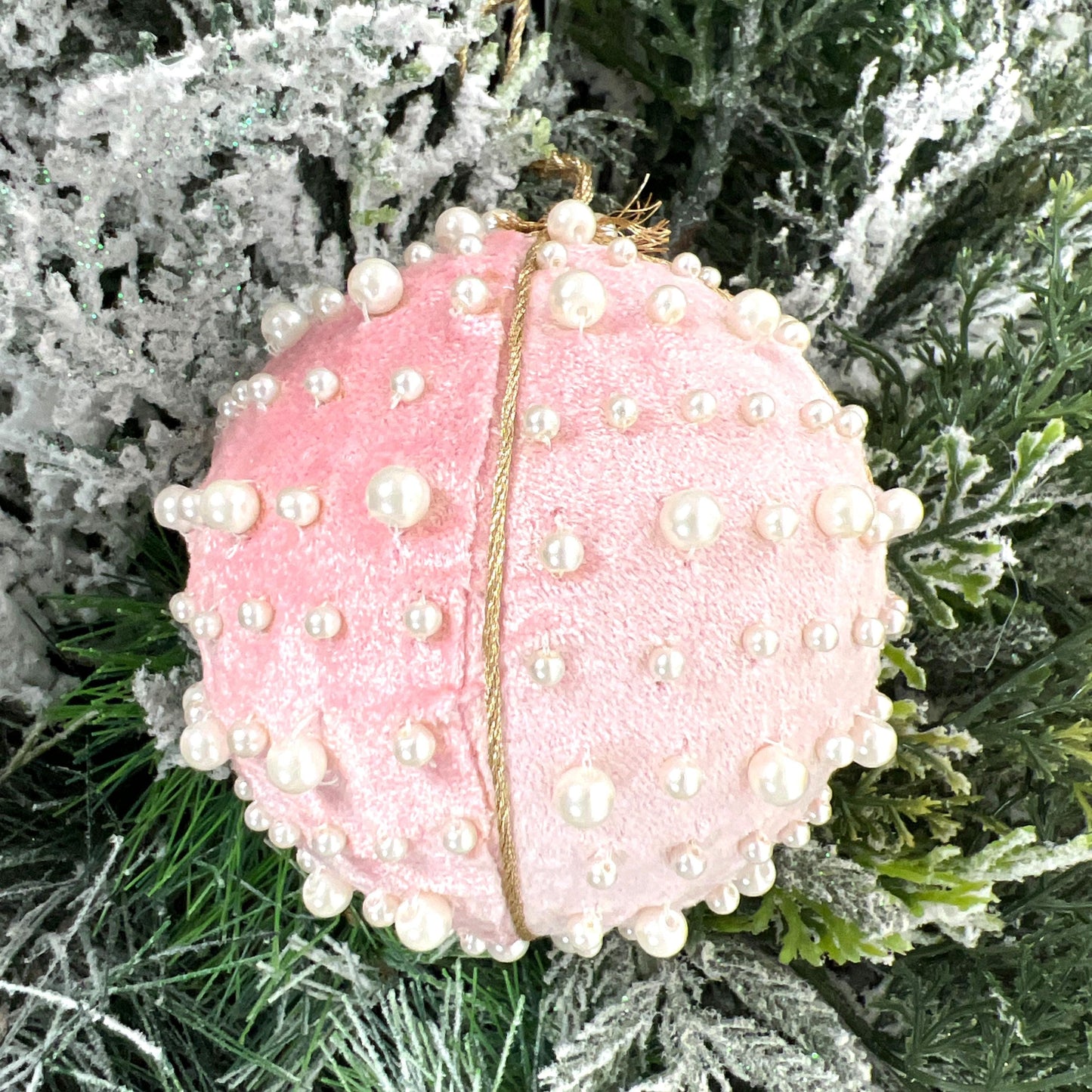 Velvet Pearl Ball Ornament, Mint Pink Blue Christmas Bauble, Velvet Jeweled Ornament, Shatterproof Holiday Decor, Elegant Wedding Ornament