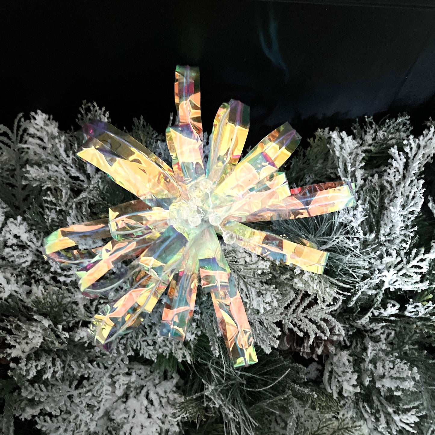 Iridescent Flower Stem, Holographic Floral Pick, Acrylic Holiday Flower, Wreath Accent, Elegant Christmas Tree Decor