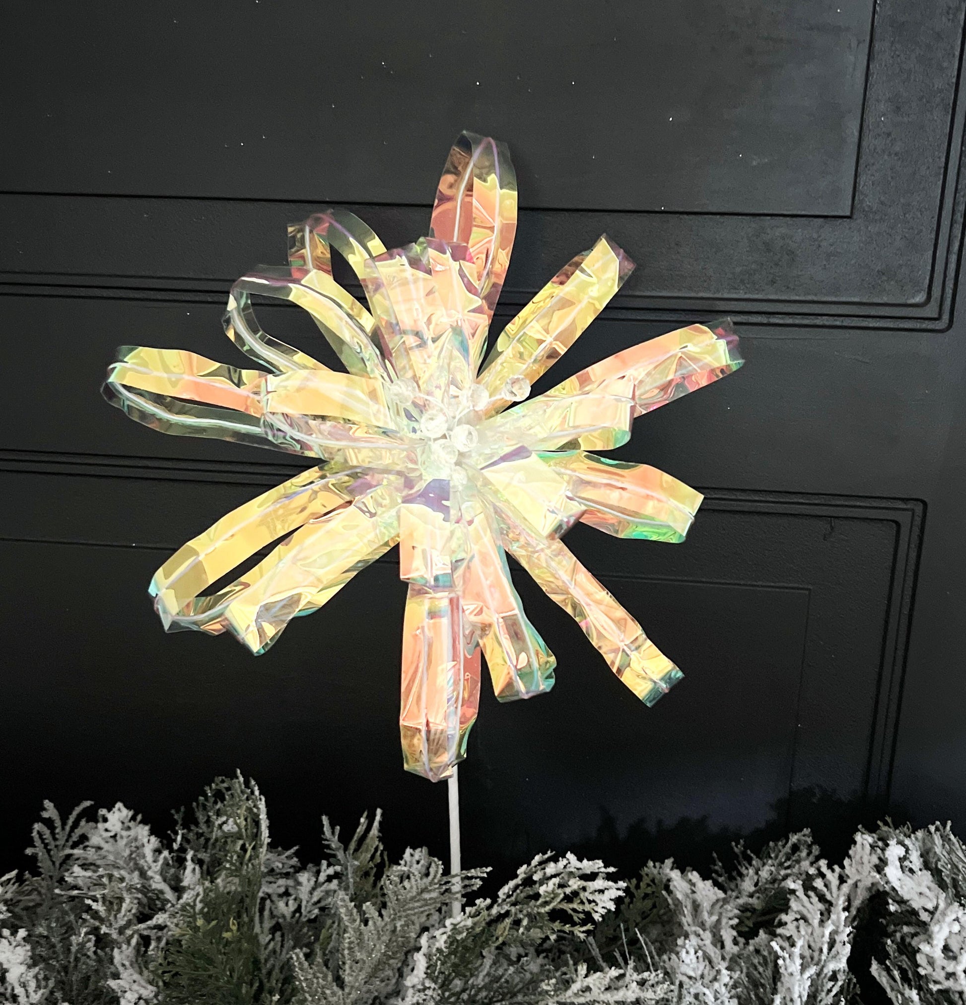 Iridescent Flower Stem, Holographic Floral Pick, Acrylic Holiday Flower, Wreath Accent, Elegant Christmas Tree Decor