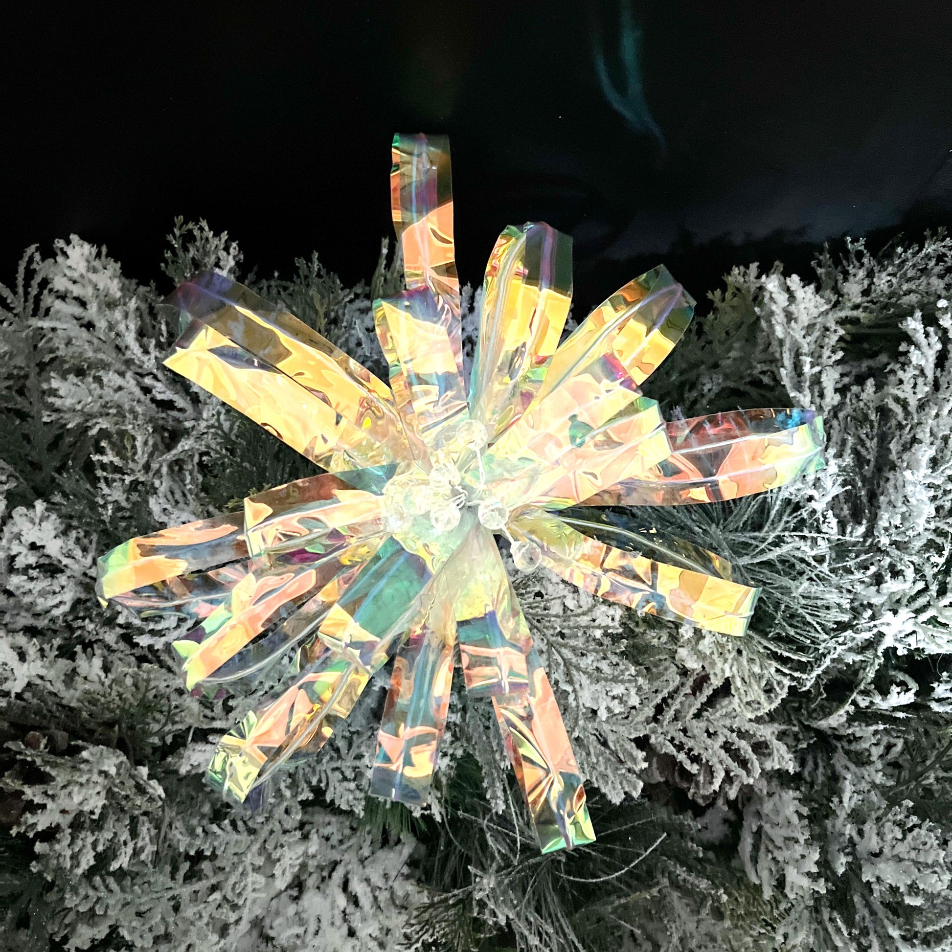 Iridescent Flower Stem, Holographic Floral Pick, Acrylic Holiday Flower, Wreath Accent, Elegant Christmas Tree Decor