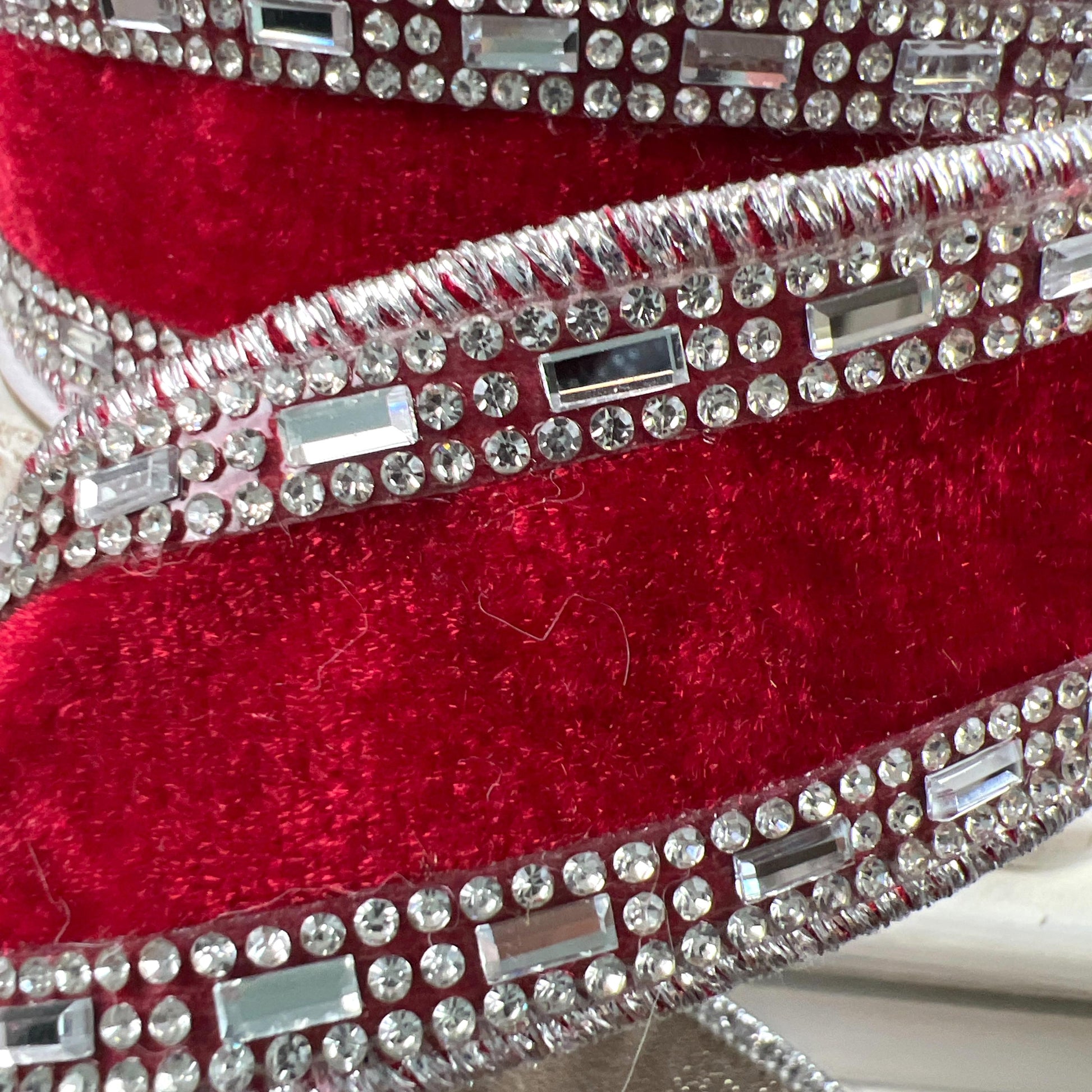 Farrisilk Shimmering Gems Red Velvet Ribbon, Jeweled Wired Christmas Ribbon, Luxury Holiday Bow