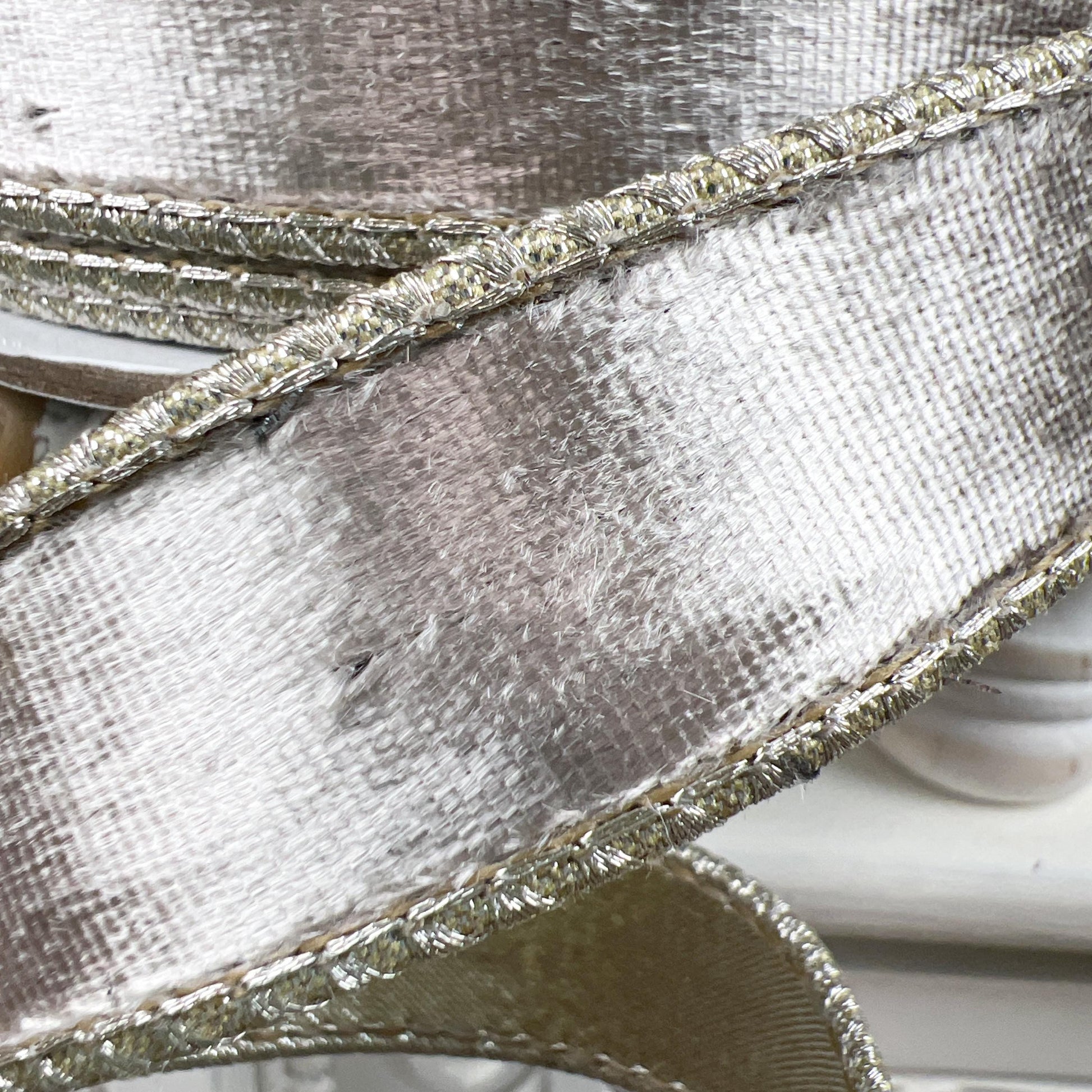 Farrisilk Platinum Satin Velvet Ribbon, Metallic Wired Ribbon, Luxury Christmas Tree Trimming Ribbon