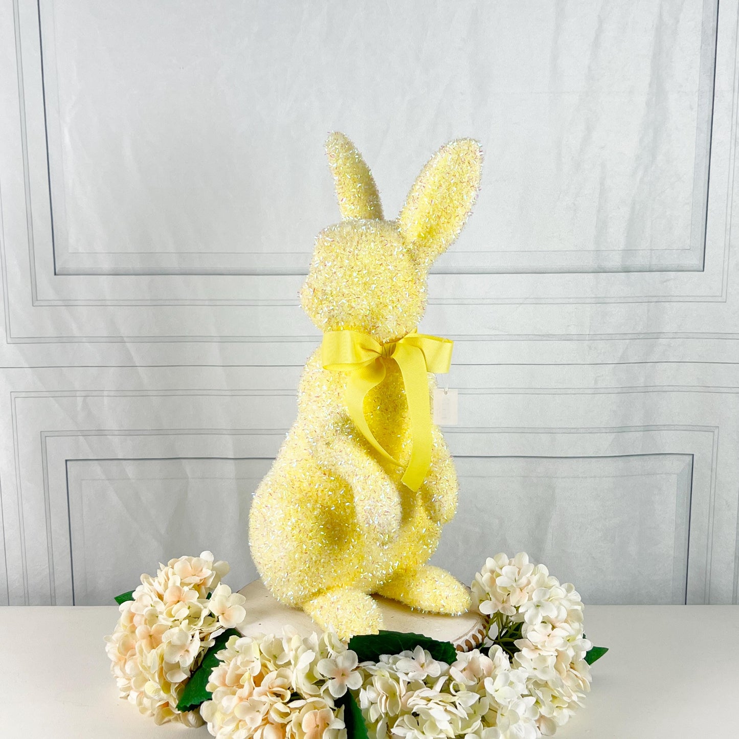 17" Tinsel Easter Bunny, Pastel Glitter Spring Rabbit Decor, Styro Easter Bunny for Wreath Mantel Centerpiece or Urn, Wreath Attachment