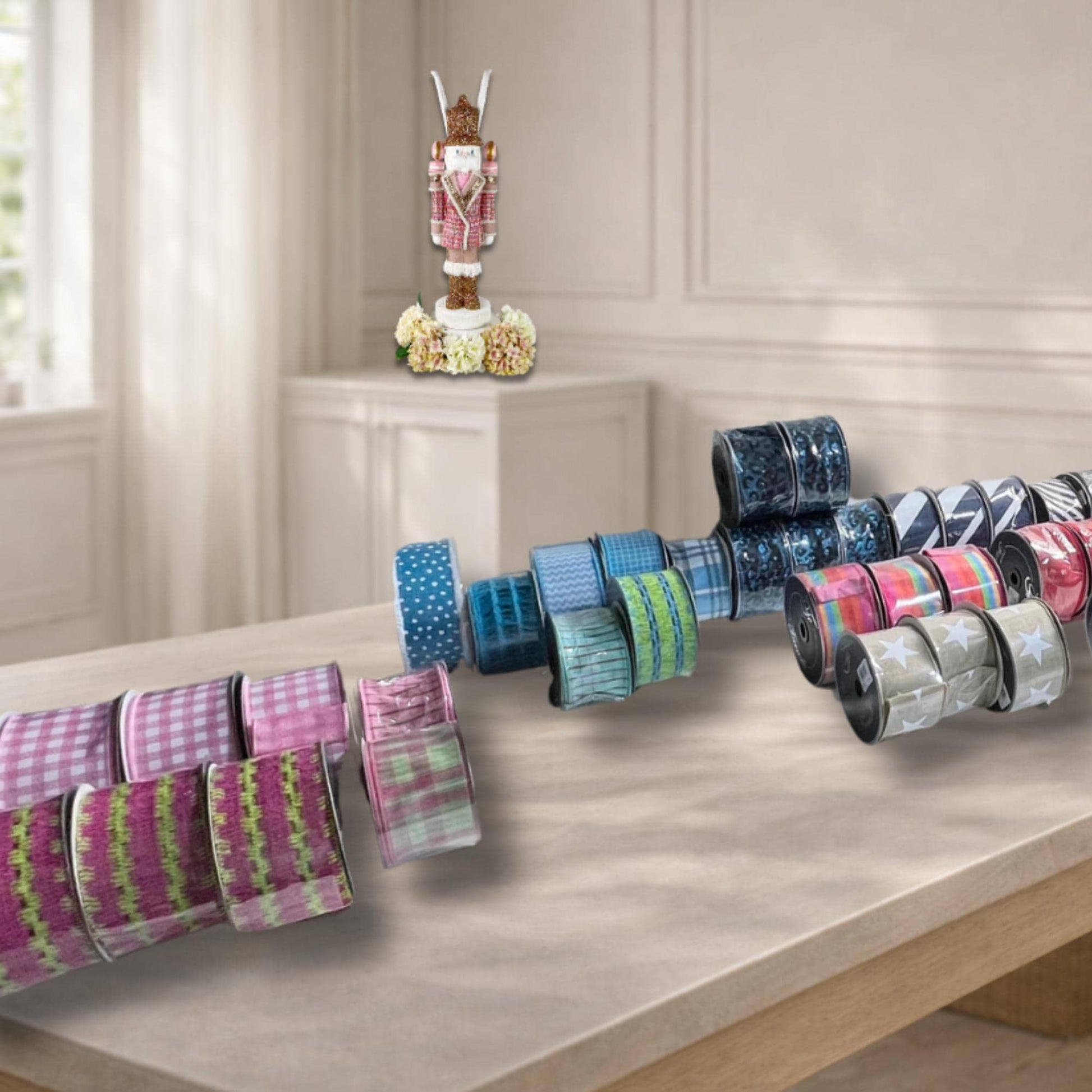 Spring Mystery Ribbon Box, Designer Wired Ribbon Collection, Surprise Ribbon Bundle for Wreath Makers and Designers