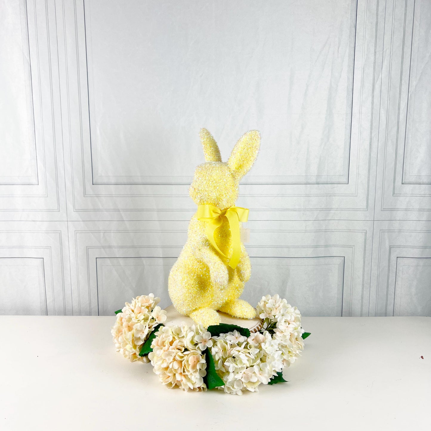 17" Tinsel Easter Bunny, Pastel Glitter Spring Rabbit Decor, Styro Easter Bunny for Wreath Mantel Centerpiece or Urn, Wreath Attachment