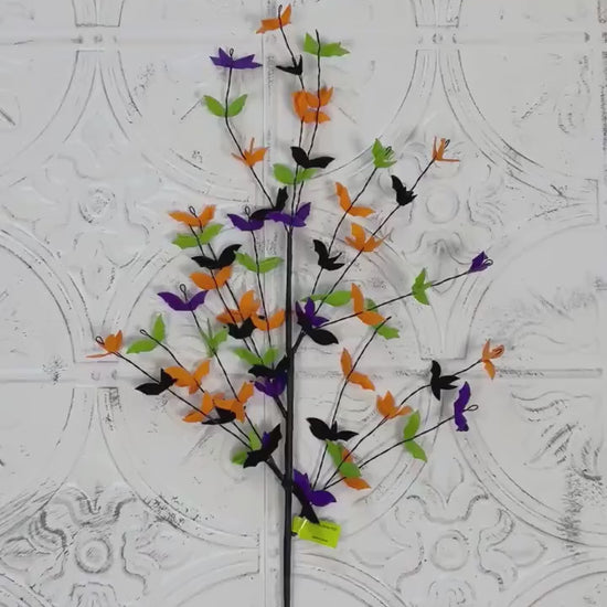30 Inch Halloween Bat Filler Spray | Pink Magenta or Black Orange | Bat Wreath Pick | Spooky Floral Stem | Halloween Wreath Supply