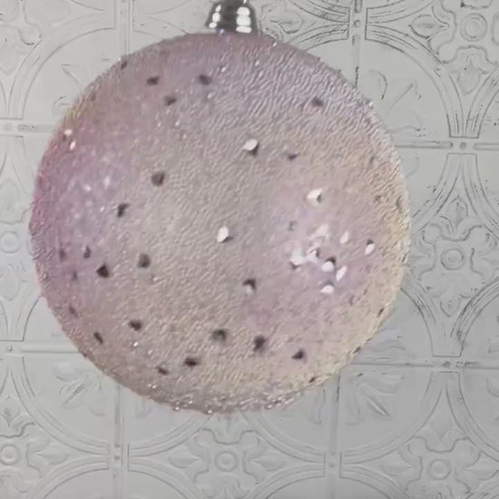 Festive Frost Ornament, Iridescent Pink Christmas Ornament, Silver Glitter Holiday Bauble, Farrisilk Christmas Decor, Elegant Tree Ornament