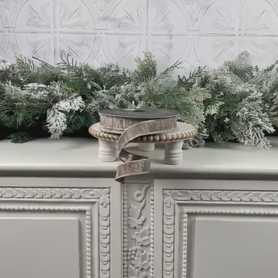 Farrisilk Metallic Pewter Ribbon, Silver  Designer Ribbon, Elegant Holiday and Year Round Home Decor Trim